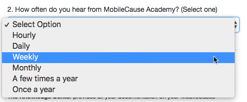 Survey Drop Down