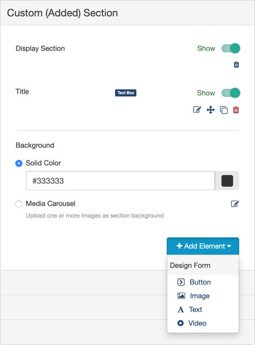 Custom (Added) Section