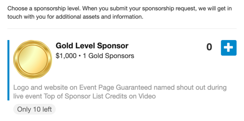 Gold Sponsor Item Example