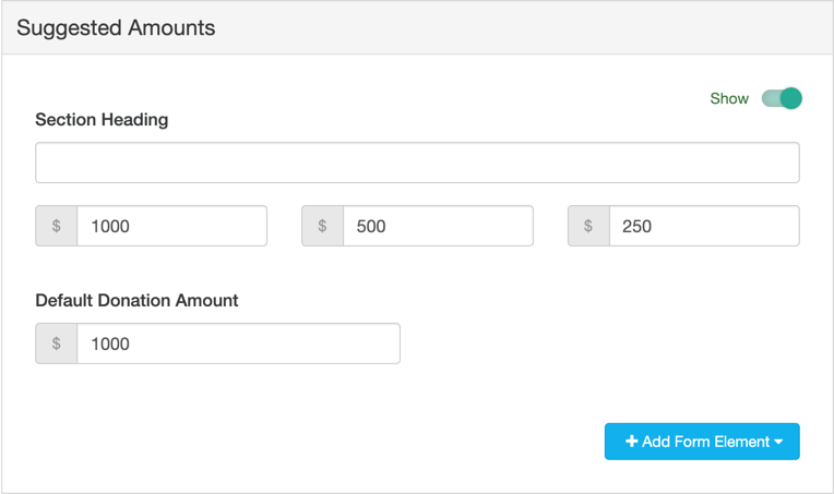 Suggested Amounts for Sponsorship Using Donation Buttons