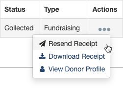 Search Transactions - Results Actions