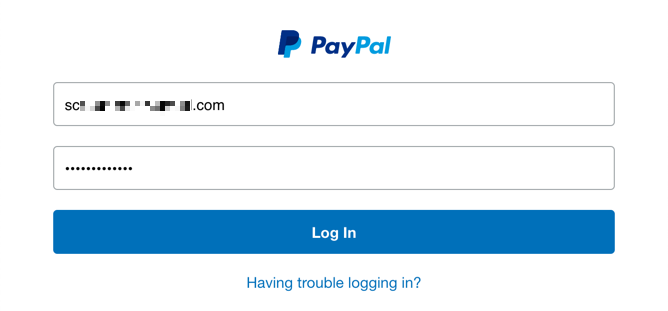 Paypal Username Password Screen