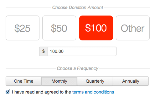 Choosing a donation amount