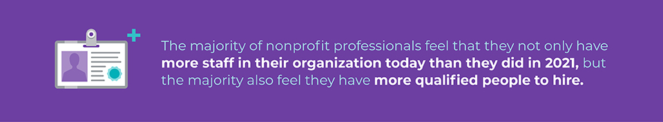 Nonprofit professionals have more staff in their organization now