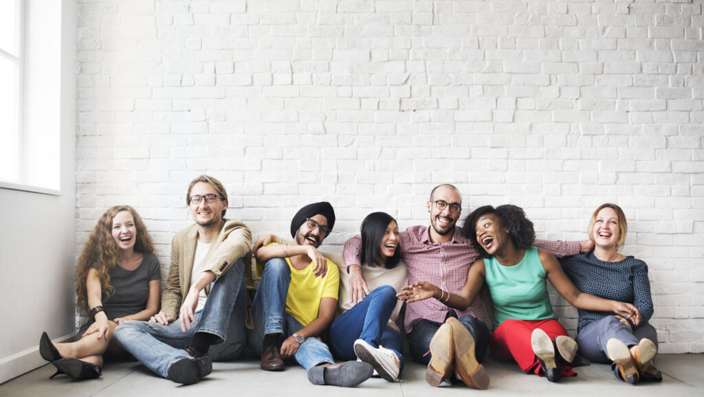 A group of cheerful association members